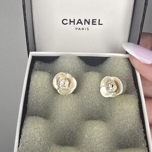 Chanel Cream Flower Earrings
